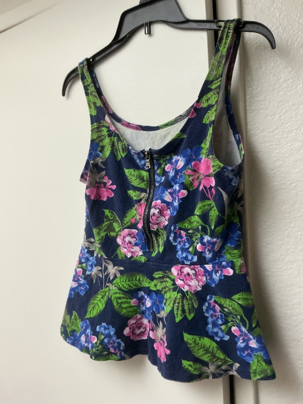 Vintage Y2K express floral peplum cotton tank top cool zipper